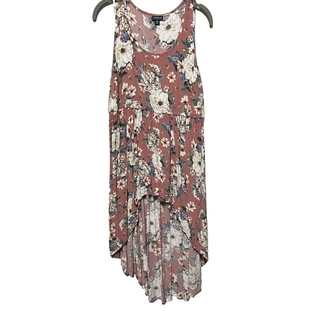 Torrid Womens Dress 00 Rayon‎ High Low Summer Dress Floral Boho Preppy